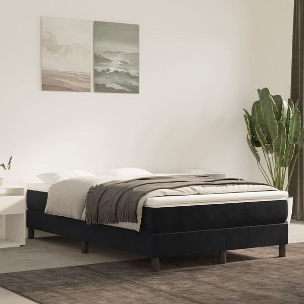 vidaXL Boxspringbett mit Matratze Schwarz 120x200 cm Samt, 3144323