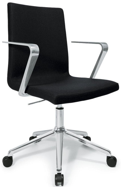Deskin Besucherdrehstuhl TURN inkl. Armlehnen, Fußkreuz verchromt, Bezug Filz L, Farbe schwarz, 270513