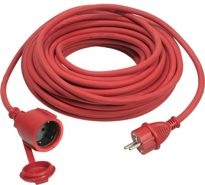 as-Schwabe Gummi-Verlängerungsleitung 5m, rot mit Schutzkontaktstecker und Schutzkontaktkupplung, schwere Gummischlauchleitung H07RN-F 3G1,5, 60272