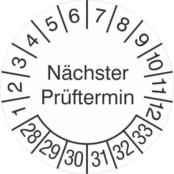 Stein HGS Prüfplaketten ohne Jahresfarbe (6 Jahre), Papier, Ø 20 mm, 2028-2033, 31.c7031-28