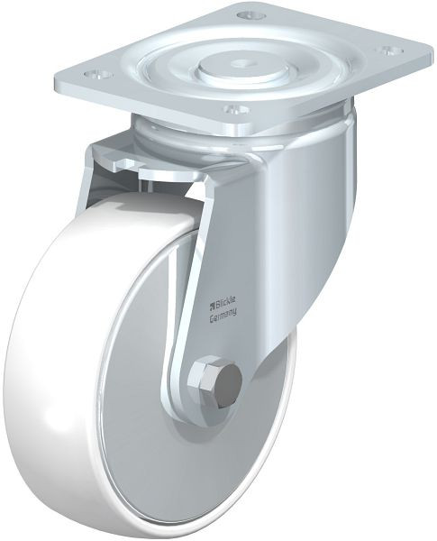 Blickle LH-PO 150K-FA Stahlblech-Lenkrolle, Schwerlast-Ausführung, mit Anschraubplatte, Polyamid, Weiß, 68197