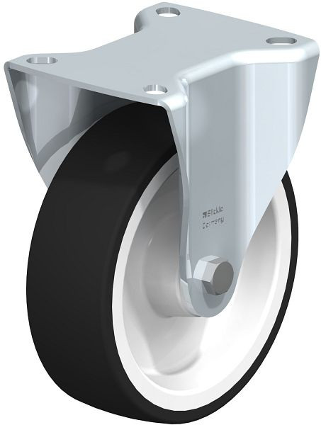 Blickle B-POTH 125R Stahlblech-Bockrolle, mittelschwere Ausführung, mit Anschraubplatte, Thermoplastisches Polyurethan, Grau, 36368