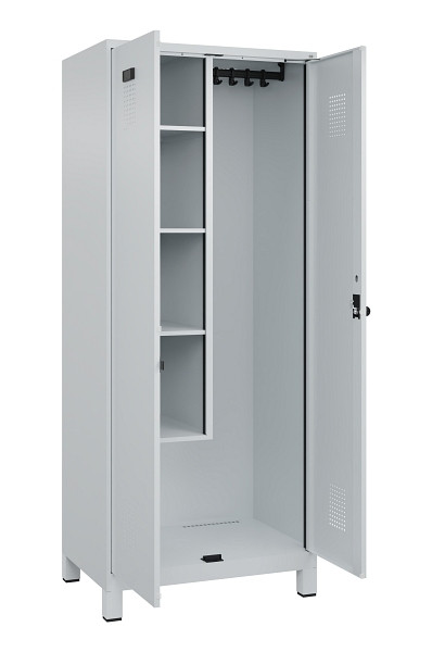 C+P Putzmittel-Spind Evolo PLUS, mit Füßen, 2 Abteile, 1950x800x500mm, 7035/703, Drehriegel, 049110-02 S10013