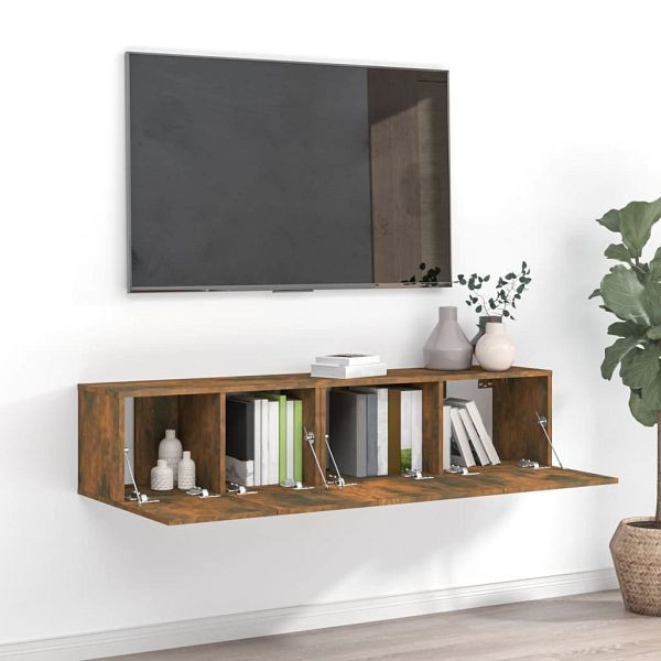 vidaXL 2-teilig TV-Schrank-Set Räuchereiche Holzwerkstoff, 3120278