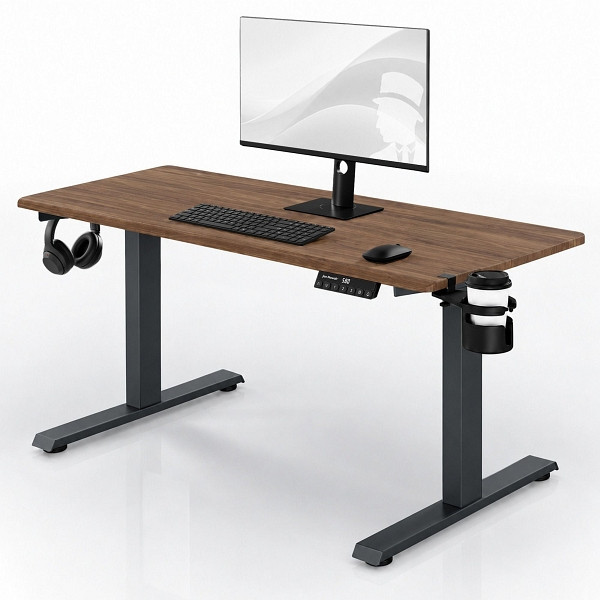 Jan Nowak Elektrischer Schreibtisch mit Höhenverstellung ergonomisch anthrazit/Walnuss, 1400x700 mm, ARIA 1400, 2750