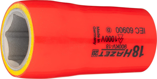 Hazet Steckschlüsseleinsatz, Sechskant, schutzisoliert, Vierkant hohl 12,5 mm (1/2 Zoll), Außen-Sechskant-Tractionsprofil, 18 mm, 900KV-18