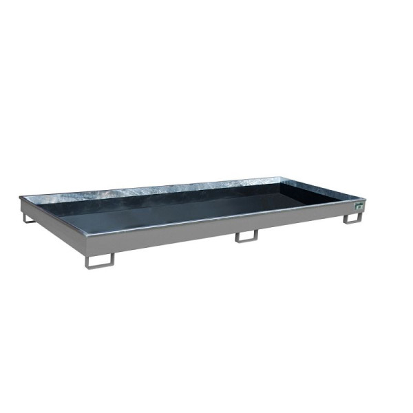 STEIN HGS Regalwanne mit PE-Einsatz RW PE, 270 Liter, RAL 7005 mausgrau, Gesamthöhe 195 mm, lackiert, ohne Gitterrost, 79216.0041