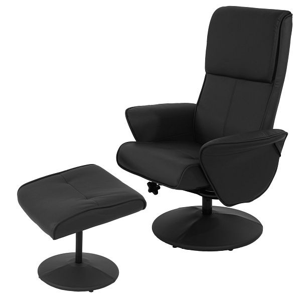 Mendler Relaxsessel Helsinki, Fernsehsessel Relaxliege TV-Sessel mit Hocker, Kunstleder, schwarz, 35783
