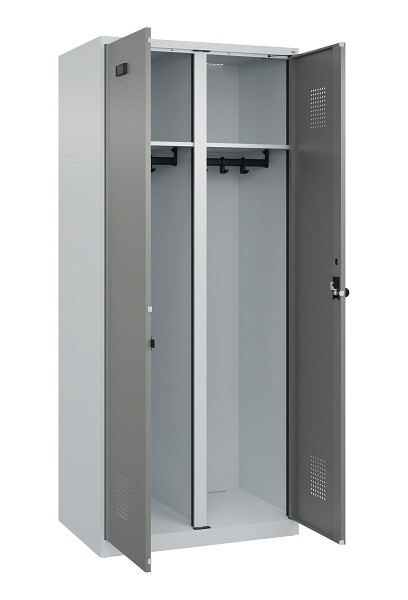C+P Schwarz-Weiß-Spind Evolo PLUS, 2 Abteile, 1850x800x500mm, 7035/0004, Drehriegel, 049002-22 S10014