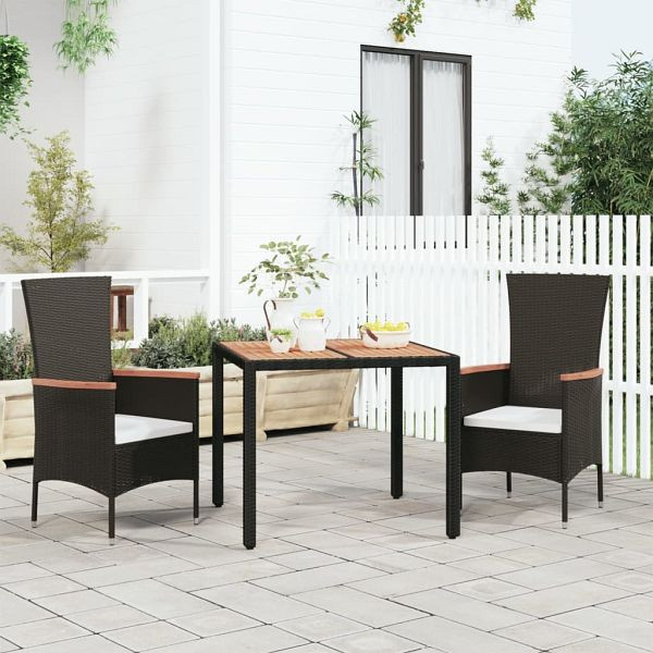 vidaXL Gartentisch mit Holzplatte Schwarz Poly Rattan & Akazienholz, 319548