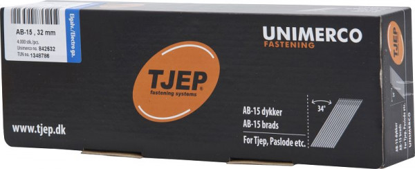 TJEP AB15 32mm Brads, verzinkt Box 4.000 Stück, Brads und Stifte, 842532