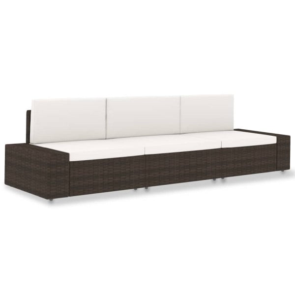 vidaXL Modulares 3-Sitzer-Sofa Poly Rattan Braun, 49516