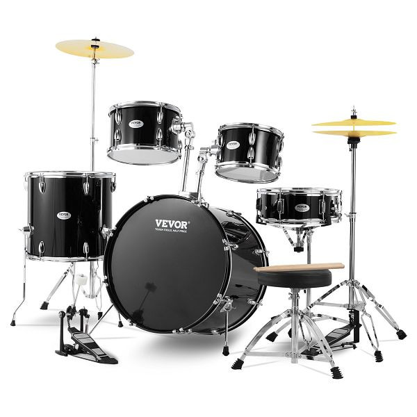 VEVOR 5-teiliges Schlagzeug-Set Drum in voller Größe mit Thronständer Schwarz, WJTJZG5JT22HFIWG5V0