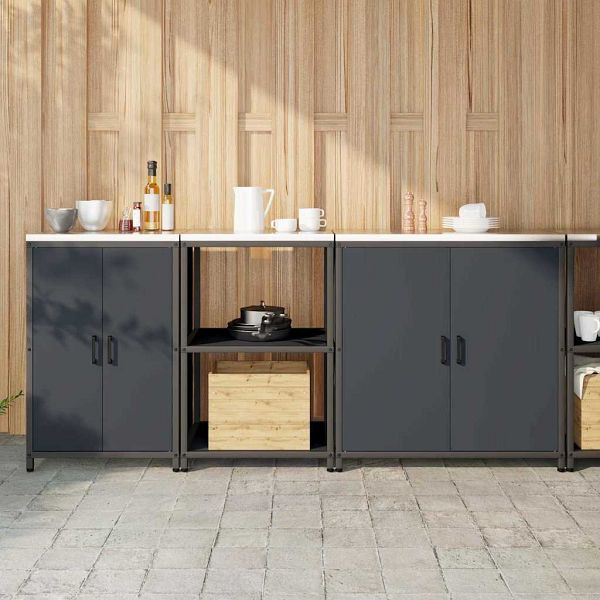 vidaXL Küchenlager-Set Mit Regal 3-teilig Anthrazit 210 x 50 x 92 cm, 3392703