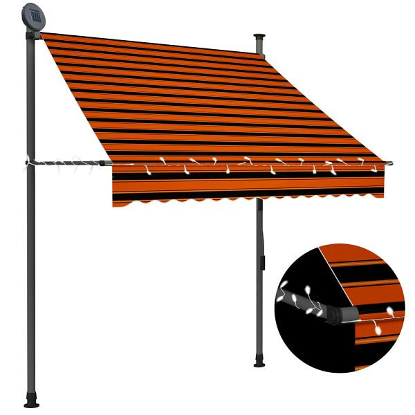 vidaXL Einziehbare Markise Handbetrieben mit LED 150 cm Orange Braun, 145877