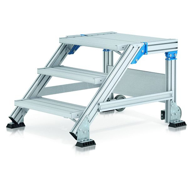 ZARGES Treppenpodest fahrbar 60° 3 Stufen, 1000 mm breit, Höhe 0,75 m, 40855549
