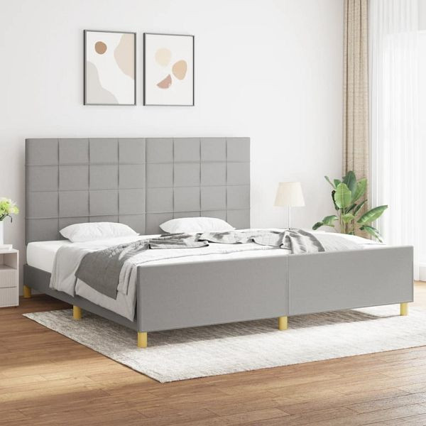 vidaXL Bettgestell mit Kopfteil Hellgrau 200x200 cm Stoff, 3125081
