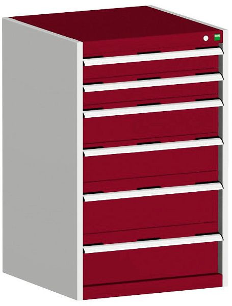 bott cubio Schubladenschrank bestückt mit 6 Schubladen BxTxH: 650 x 650 x 1000 mm, RAL 7035/3004, 40019059.24V
