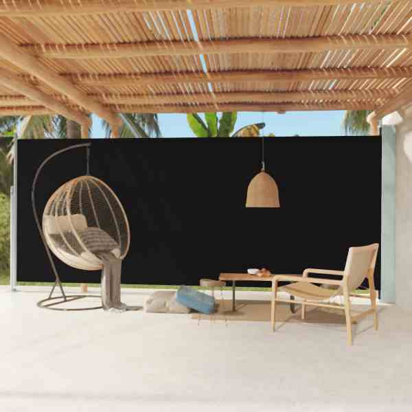 vidaXL Seitenmarkise Ausziehbar 220x600 cm Schwarz, 317976