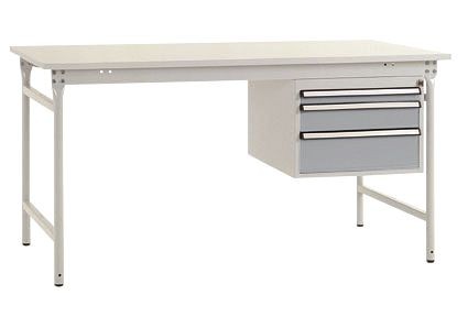 Manuflex Komplett-Beistelltisch BASIS stationär mit Melamin-Platte + Gehäuse-Unterbau, BxTxH: 1250 x 800 x 780 mm, Alusilber, BB5271.9006