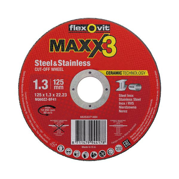 Flexovit Trennscheibe NQ46ZZ-T41 125x1,6 x 22,23 MaXX 3 MAXX3 gerade - 41 NQ46ZZ, VE: 25 Stück, 66253371485
