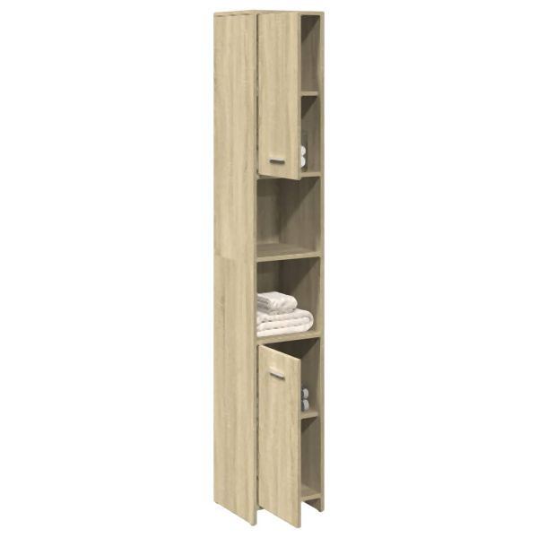 vidaXL Badezimmerschrank Sonoma-Eiche 30x30x183,5 cm Holzwerkstoff, 849602