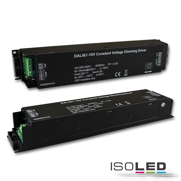 ISOLED LED PWM-Trafo 24V/DC, 0-200W, IP20, 1-10V/Push/DALI dimmbar, 113518