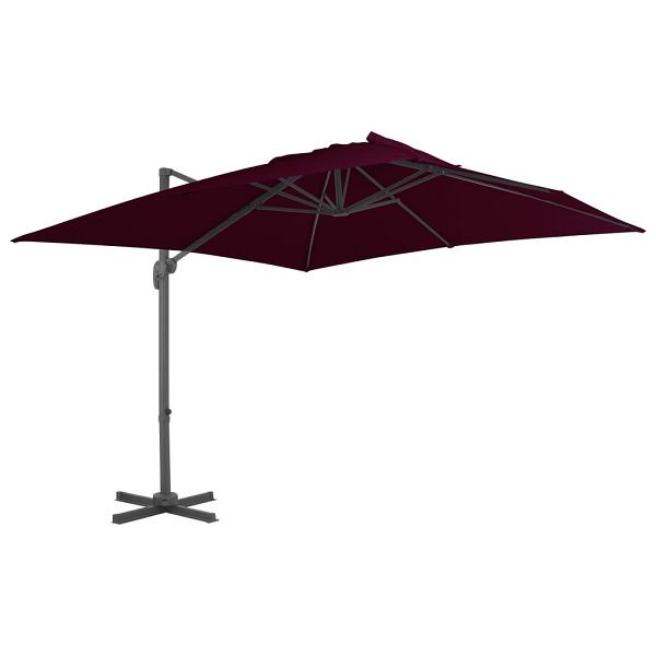 vidaXL Ampelschirm mit Aluminium-Mast Bordeauxrot 300x300 cm, 312314