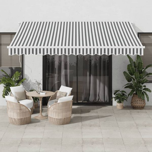 vidaXL Markise Manuell mit LED Anthrazit & Weiß 400x300 cm, 3215784