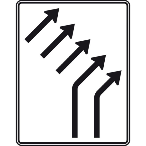 Stein HGS Zusammenführungstafel an einmündender Strecke, zweistreifig plus dreistreifig durchgehend, Nr. 551-23, RA1/Flachform 3mm, ohne Entfernungsangabe, 1600x1250mm, 551-23-113