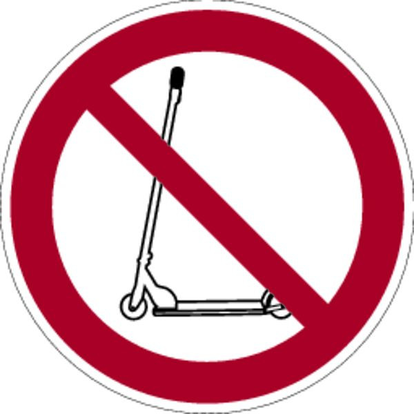 Schilder Klar Praxisbewährtes Verbotskennzeichen Kickroller verboten, 100 mm Folie selbstklebend, 3069/61