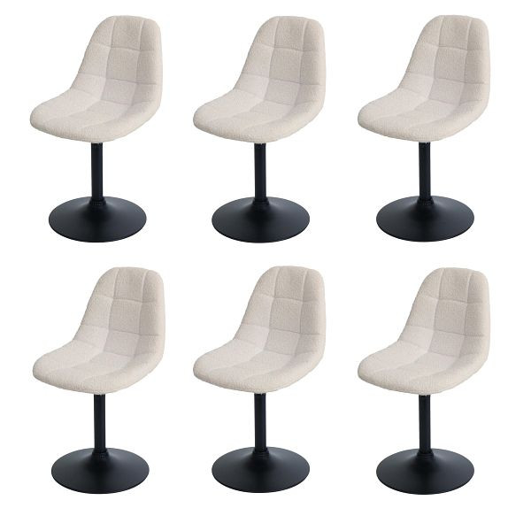 Mendler 6er-Set Esszimmerstuhl HWC-A60, Küchenstuhl Stuhl Drehstuhl, Stahl FSC® Stoff/Textil Bouclé (450g/m²), beige, 3x108843