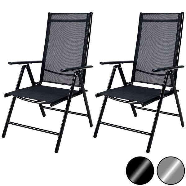 casaria Gartenstuhl Hochlehner klappbar Bern 2er-Set Anthrazit Alu verstellbar, 105654