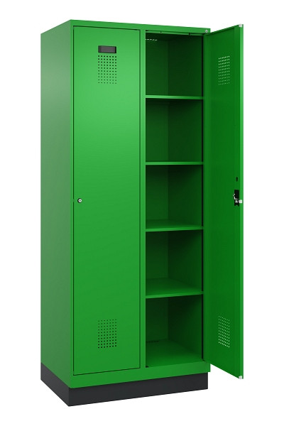 C+P Wäsche-Spind Evolo PLUS, mit Sockel, 2 Abteile, 1950x800x500mm, 6037/6037, Verschluss Zylinderschloss, Ablageböden 8, 049020-22B S10053