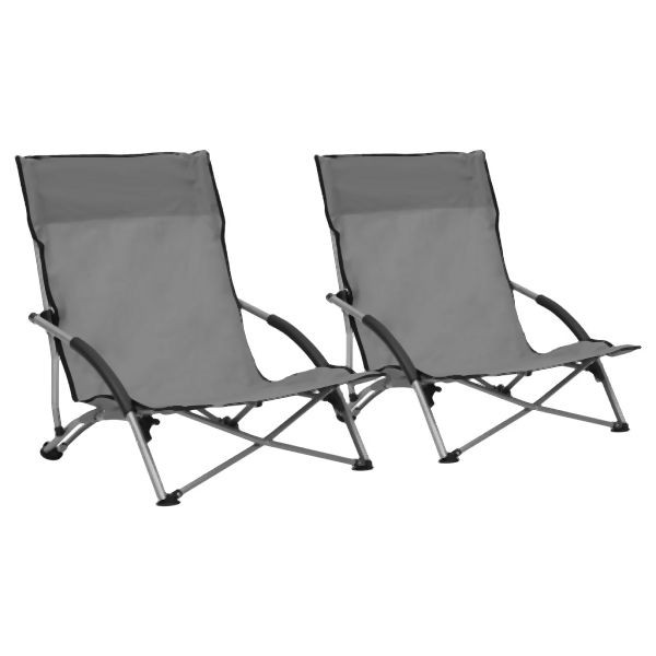 vidaXL Klappbare Strandstühle 2 Stk. Grau Stoff, 312491