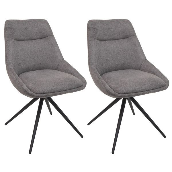 Mendler 2er-Set Esszimmerstuhl HWC-M65, Küchenstuhl Lehnstuhl Stuhl, drehbar Auto-Position Metall Stoff/Textil, grau, 105068