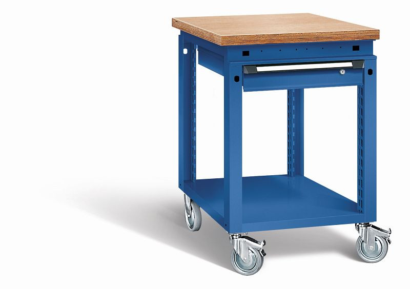 Otto Kind Werkbank Serie function Typ 150 fahrbar, Multiplexplatte 40 mm, bündig, 1 Schublade 120 mm, komplett RAL 5010, 072377113