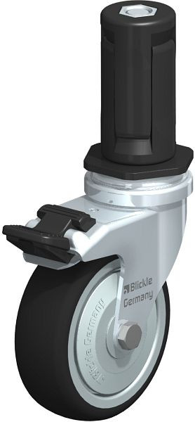 Blickle LRA-PATH 75K-FI-FK-ER04 Apparate-Lenkrolle mit Expander & Feststeller, Thermoplastisches Polyurethan, Grau, 848641