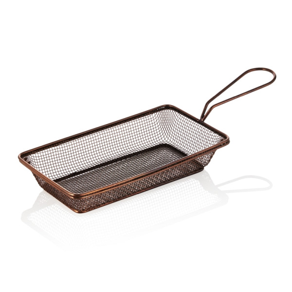 WAS Servier- und Frittierkorb, 22 x 12,5 x 4 cm, kupferfarben, Chromnickelstahl, 4020222