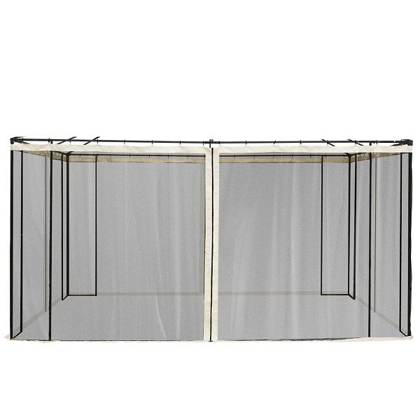 Outsunny Ersatz-Netzvorhang für 3 x 4 m Gartenpavillons, Fliegennetz, mit Reißverschlüssen, Polyester, Schwarz, 84C-142V02