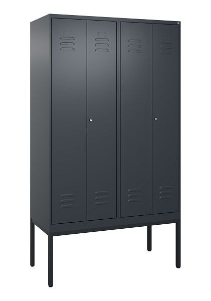 C+P Umkleidespind Classic PLUS SW, Gestell, 4 Abteile, 2120x1200x500mm, 7016/7016, Zylinderschlösser, 0800327-40 S10027