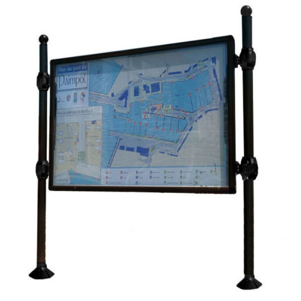 Stein HGS Schaukasten -Bowl-, Mit Titelleiste/2700 mm, 1600 x 1200 mm, RAL 6005 moosgrün, 22379-04