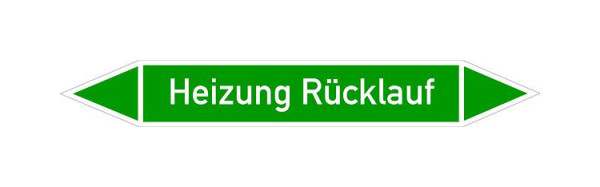 Schilder Klar Rohrleitungskennzeichen Heizung Rücklauf, 187x26 mm Folie selbstklebend, 101433/61