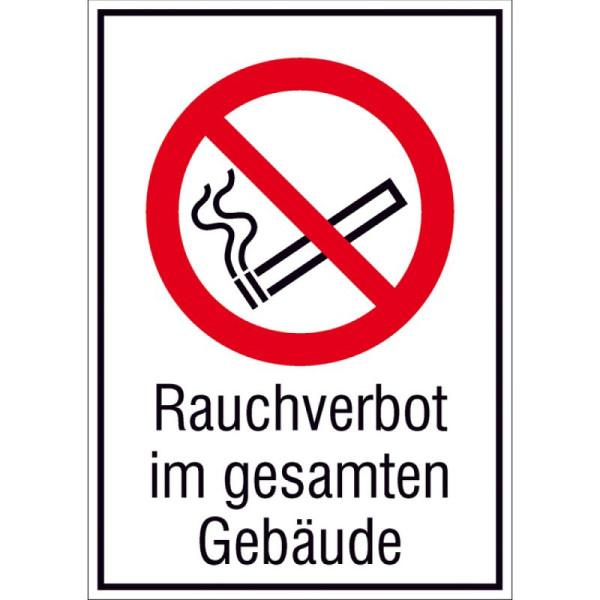 Stein HGS Kombischild, Rauchverbot im gesamten Gebäude, 131x185mm/Folie,selbstklebend, 21.a6040