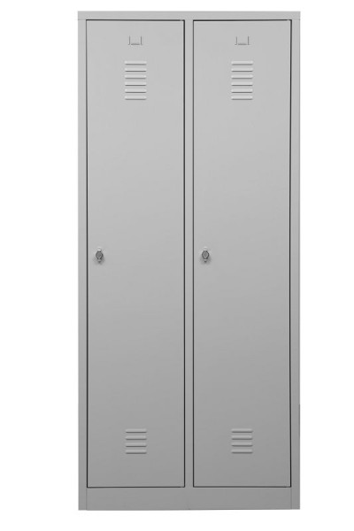Gürkan Garderobenschrank, 50 x 80 x 180 cm, Lichtgrau, Vorhangschloss, Trennwand innen fest, WRD/2.1880, 104051