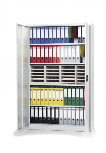 Deskin Stahlschrank mit Flügeltüren EXTRA BREIT, Lichtgrau RAL 7035, B 1200 x H 1950 x T 420 mm, 130355
