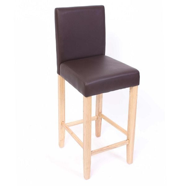 Mendler 2er-Set Barhocker Barstuhl M37 Leder, braun, helle Füße, 20094