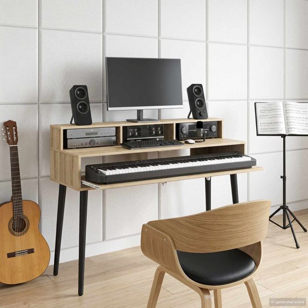 vidaXL Studiotisch Sonoma-Eiche 130 x 42,5 x 36 cm Holzwerkstoff, 8006726