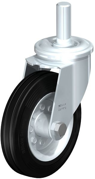 Blickle LEZ-VE 160R-22 Stahlblech-Lenkrolle mit Zapfen, Vollgummi, Schwarz, 576702