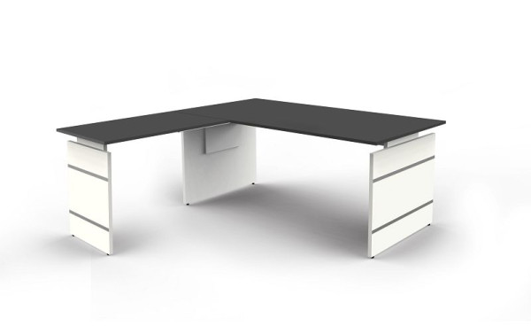 Kerkmann Höhenverstellbarer Wangenschreibtisch B 1800 x T 800 x H 680-760 mm, Form 4, Farbe: anthrazit, 11465613